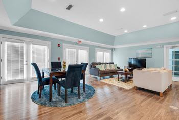 Crystal lake clubhouse with a tv and lounge area.